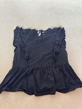 GAP Black Ruffle Peplum Tank with Eyelet Detail